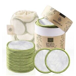 Greenzla Reusable Makeup Remover Pads (20 Pack) Washable Laundry Bag & Round New